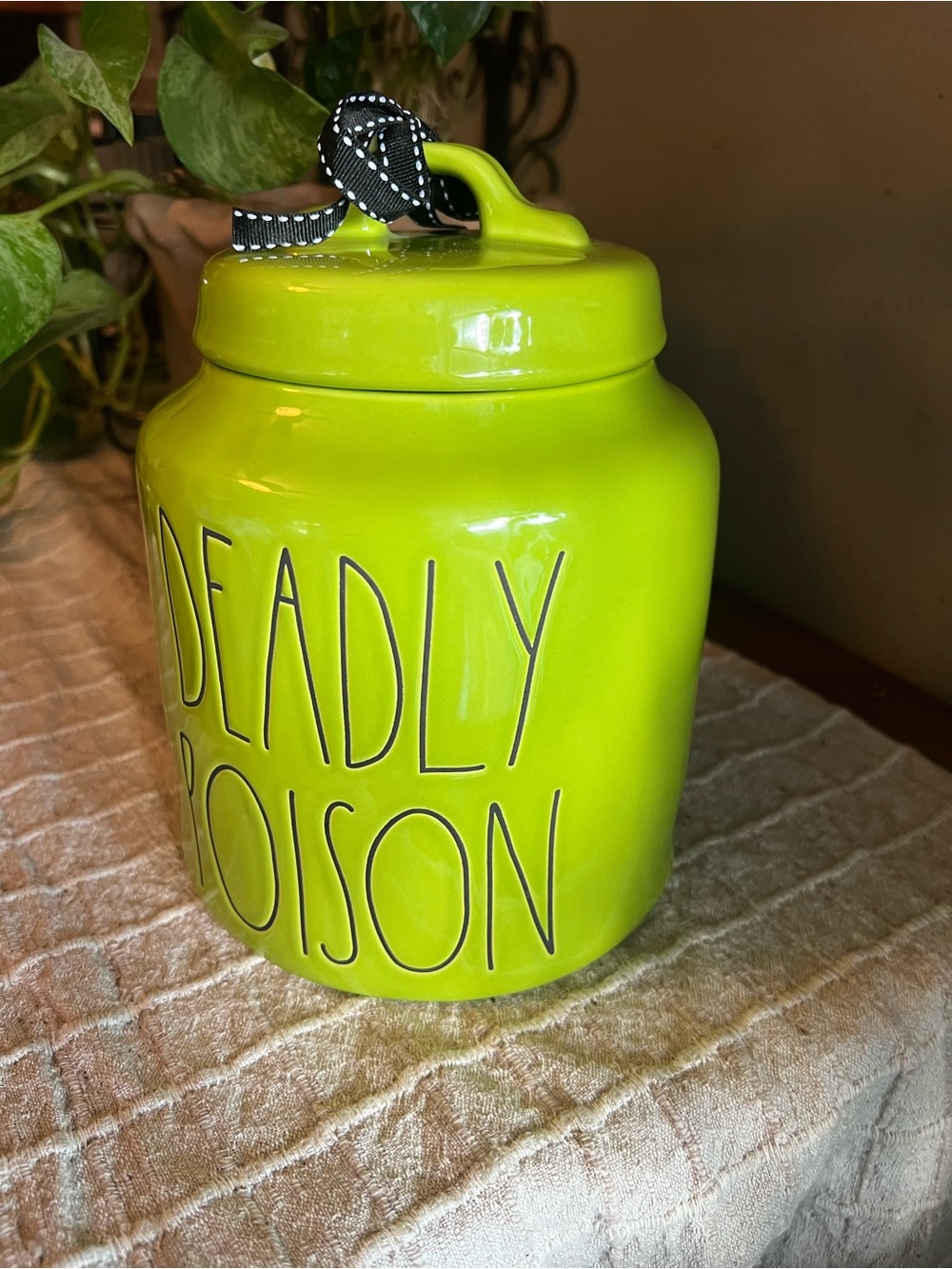 Rae Dunn Lime Green "Deadly Poison" Ceramic Canister